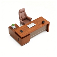 Bureau de direction, grand poste de travail en bois pour manager avec armoire de rangement - Mobilier de bureau moderne pour bureau d'entreprise