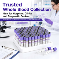 Tubo de Vidrio Veterinario con Tapa Morada EDTA K2 K3 de 1ml-10ml para Análisis de Células Sanguíneas Animales, Tubo EDTA K2 K3