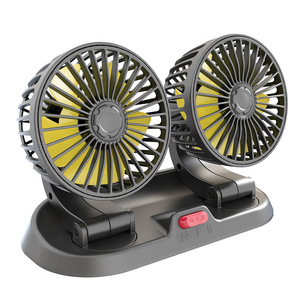 360. Car <b>Fan</b> USB/12V/24V Multi-function Double-<b>head</b> 2-speed Adjustable Silent Car <b>Fan</b> Temporary Parking Card Car <b>Fan</b> - Product Image 1