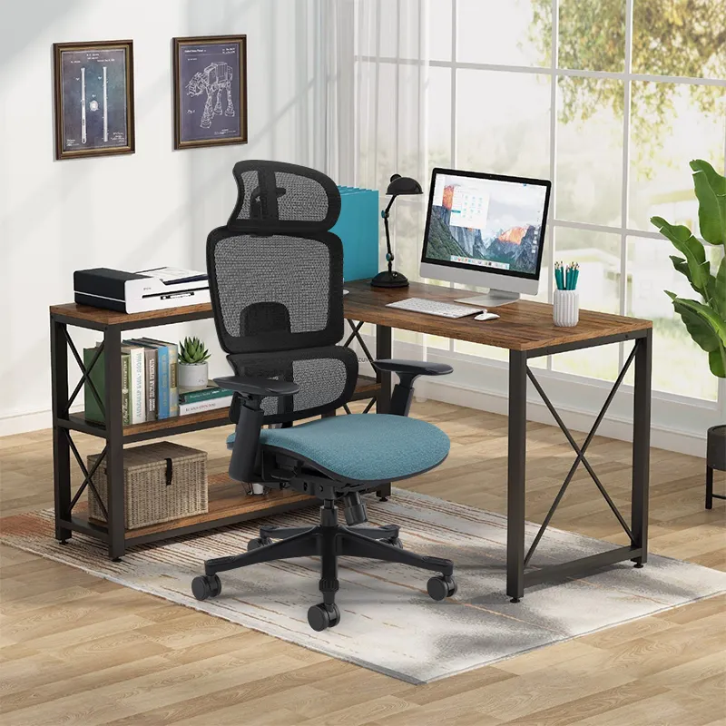 Vaseat kursi kantor ergonomis, kursi angkat eksekutif kelas atas desain Modern dengan jaring penuh kain logam nyaman