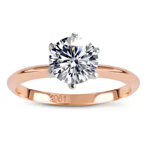 18k 14k 10k Oro Rosa di Fidanzamento Solitaire Anello di Diamante Sintetico 0.5carat 1 carati 2 carati DE VS Lab Grown Diamond Ring