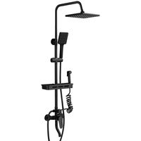 Ensemble de douche mural moderne noir en laiton avec mitigeur pluie chaud/froid pour salle de bain