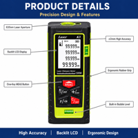 Télémètre laser vocal 100m, mesure de surface et de volume, mesure pythagorienne, écran LCD rétroéclairé, CE RoHS OEM ODM