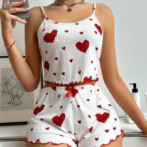 Abbigliamento da Casa per Donne con Stampa a Cuore, Shorts Senza Schienale, Casual e Indossabile come Pigiama - Product Image 6