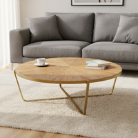 Table basse en bois massif Heywood avec base en acier inoxydable/table basse en bois pour le salon, les meubles et les événements de mariage