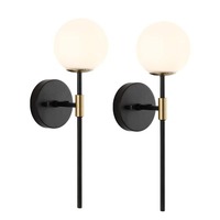 Senya-pro Applique Murale LED Postmoderne Minimaliste Style Nordique Mid-Century en Fer avec Abat-jour en Verre Blanc, Intensité Variable et Télécommande