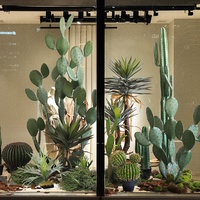 Grand Cactus Artificiel 108-204cm en PE, Plante du Désert Artificielle à Tiges Multiples et Base Ronde, Respectueuse de l'Environnement