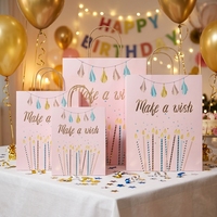 Sacs en papier pour cadeaux d'anniversaire avec estampage à chaud doré, sacs d'emballage pour cadeaux, artisanat, vêtements, centres commerciaux, sacs en carton blanc