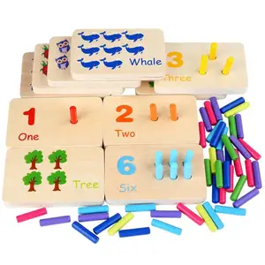 Anak-anak Montessori sensorik pendidikan awal matematika tongkat belajar warna kognisi papan yang cocok tongkat kayu mainan pendidikan permainan