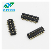 Venta Directa de Fábrica, Interruptor DIP/SMT ZBBM-02 Negro, Montaje en Superficie, Chapado en Oro, Paso de 2.54 mm, IP20, CA 2000V, 300mA, 2-12 Posiciones