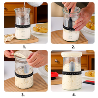 Kit de démarrage de levain dans un bocal en verre réutilisable avec ruban d'alimentation de basket-ball marqué par la date thermomètre en silicone tissu couvercle en métal cuisson