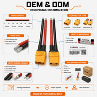 Connecteur XT60 personnalisé à courant élevé, câble en silicone 12AWG, faisceau d'alimentation mâle-femelle plaqué or pour stockage d'énergie de batterie