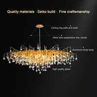 Lustre en cristal PM Luxury en aluminium, design nordique, pour salon, salle à manger, décoration de table, lampe suspendue, gouttelettes de verre