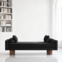 Tabouret de canapé moderne nordique STG en tissu avec pieds en bois massif, idéal pour hôtel, maison, vestiaire, salon, réception, chambre à coucher, chevet.