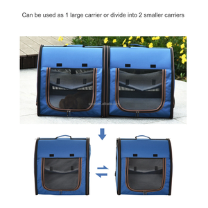 Porte-chat portable à côtés souples de 50 pouces avec séparateur coussin souple à <span class=keywords><strong>double</strong></span> compartiment 2-en-1 transporteur de voyage pour chat avec bac à litière - Product Image 3