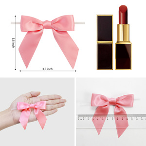 Fabrication <span class=keywords><strong>en</strong></span> usine de 7 nœuds pré-faits <span class=keywords><strong>en</strong></span> <span class=keywords><strong>ruban</strong></span> de polyester satiné rose de 2,5 mm, style boutique, avec attaches torsadées, pour cadeau de la Saint-Valentin - Product Image 5