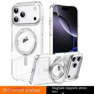 Pour 16 étui de <span class=keywords><strong>téléphone</strong></span> portable en TPU + PC de luxe en galvanoplastie Fulcrum rotatif avec anneau magnétique antichoc pour IPhone17Promax - Product Image 5