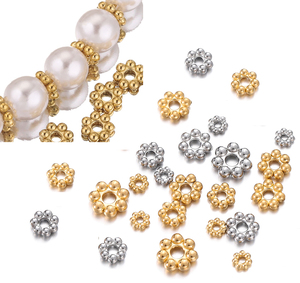 Daisy neige <span class=keywords><strong>flocon</strong></span> fleur entretoise perles plaqué or breloques connecteurs de perles en vrac pour acier inoxydable bijoux - Product Image 1