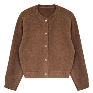 Cardigan da <span class=keywords><strong>Donna</strong></span> per il Nuovo Anno all'Ingrosso, Maglione Corto Lavorato a Maglia Morbido e Cerato con Volant, Casual a Maniche Lunghe - Product Image 1