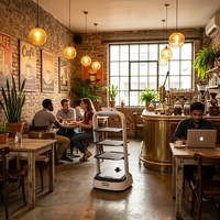 Ensemble table et chaises de restaurant sur mesure en bois, style industriel moderne de luxe, mobilier de salle à manger commercial haut de gamme pour hôtel et supermarché, confortable