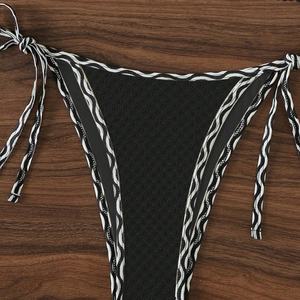 Traje de Baño de 2 Piezas para Mujer, Marca Lovely Woman Family, Bikini de Terciopelo con Estampado a Rayas y Sujetador Push-Up - Product Image 5