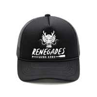 Gorras Trucker de Malla Negra XL Grandes al por Mayor con 6 Paneles y Bordado de Dragón Personalizado, Estilo Snapback, para Invierno, Playa y Uso Casual