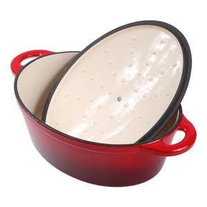 가정용 주방 타원형 캐서롤 레드 논스틱 요리 냄비 해산물 스튜 냄비 컬러드 에나멜 주철 더치 오븐 - Product Image 6