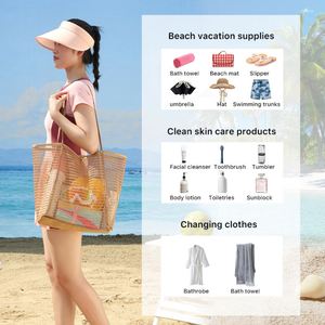 Sac de plage en maille de nylon pour femmes, idéal pour le shopping quotidien, les voyages et les vacances - Product Image 2