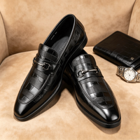 Mocassins Premium à motif quadrillé et fermoir équestre pour homme, chaussures de ville formelles, chaussures de gentleman, à enfiler, pour affaires et décontracté