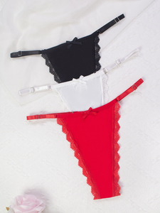Tanga Blanca para Mujer, Ropa Interior de Encaje con Lazo, Hermosa y Lujosa, para Uso Diario, Económica, en 4 Colores - Product Image 5