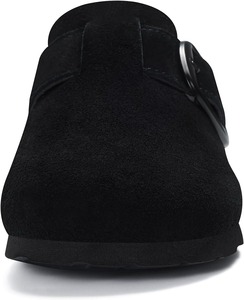 Mules en daim <span class=keywords><strong>noir</strong></span> avec boucle et semelle en liège antidérapante, style décontracté pour femmes - Product Image 3