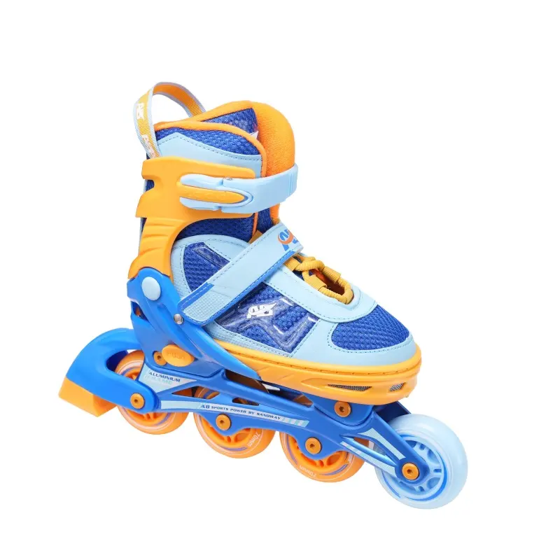 Zapatos de patinaje de velocidad en línea de cuatro ruedas, conjunto completo ajustable retráctil para niños, características intermitentes, conjunto de aluminio PU para niños