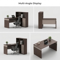 Bureau d'angle combiné en L de la série Twilight avec armoire de rangement haute, écologique et durable, poste de travail individuel pour bureau