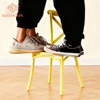 Chaise de salle à manger moderne, colorée, durable, empilable, écologique, en plastique, avec pieds tournés, pour enfants, dossier à lattes, pour extérieur, hôtel, événements