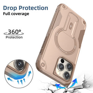 <span class=keywords><strong>2</strong></span> en 1 armadura resistente anticaída magnética TPU PC funda de teléfono móvil para iPhone 16 Plus Pro Max soporte plegable electrochapado - Product Image 2