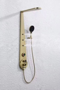 Настенная смарт-панель для душа с цифровым дисплеем, эффектом тропического ливня, массажем поясницы и LED-подсветкой, цвета: серебро, золото, оружейная сталь, латунь - Product Image 3