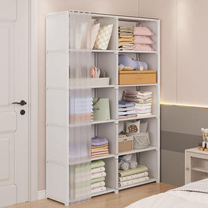 Armoire portable JYYGFC à quatre niveaux, organisateur de vêtements en métal pliable, support rectangulaire pour rangement de chambre - Product Image 4