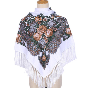 Écharpe russe pour femmes, <span class=keywords><strong>foulard</strong></span> <span class=keywords><strong>carré</strong></span> à imprimé floral, <span class=keywords><strong>foulard</strong></span> ethnique pour filles, babouchka, écharpes élégantes 90*90cm - Product Image 5