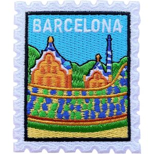 Parche Bordado de Barcelona de 3 Pulgadas, Termoadhesivo o para Coser, Aplique de Tela para Bolsos - Product Image 1