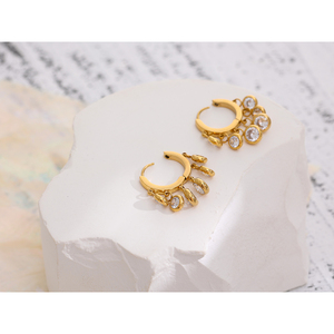 JINYOU 517 <span class=keywords><strong>Pendientes</strong></span> de Aro de Alta Calidad con Zirconia, Acero Inoxidable y Baño de <span class=keywords><strong>Oro</strong></span> de 18K PVD, Joyería de Moda Resistente al Agua - Product Image 4