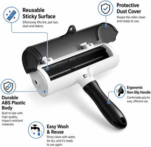 New Design Detachable Eco-Friendly Portable Reusable Lint Roller <b>Brush</b> <b>Pet</b> Hair Remover Roller for Small Animals Dog Car Fur - Product Image 2