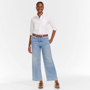 กางเกงยีนส์ขาสั้นทรงขากว้างเอวสูงสำหรับผู้หญิง Lands' End สีไลท์วอช ผ้าเดนิม 100% คอตตอน - Product Image 4