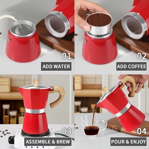 เครื่องชงกาแฟโมก้าพอตแบบขายส่ง เครื่องทำกาแฟเอสเพรสโซ่ เครื่องชงกาแฟโมก้าพอตแบบอิตาลี 6 ถ้วย เครื่องชงกาแฟแบบเพอร์โคเลเตอร์ - Product Image 3