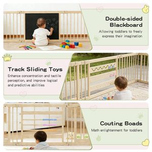 Parc pour bébé modulaire extensible et pliable en bois avec verrouillage enfant, aire de jeu DIY pour tout-petits - Product Image 2