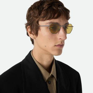 Bottega BV Retro Octagon Sunglasses Lightweight Metal <b>Frame</b> Stylish Shades for Daily Outdoor Use Veneta - Product Image 3