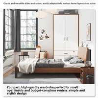 Armoire en bois minimaliste moderne bicolore simple avec 3 tiroirs de rangement et 2 portes battantes pour chambre à coucher