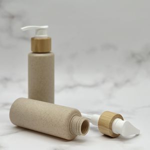 Bouteille de lotion de shampooing de bain en bambou écologique emballage à pompe à usage domestique biodégradable et <span class=keywords><strong>paille</strong></span> de blé pour masques cosmétiques - Product Image 5