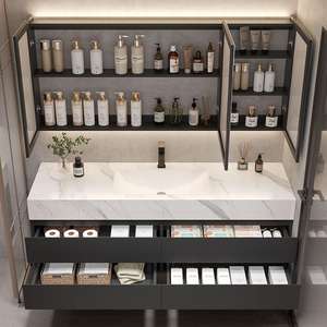 Mueble de baño personalizado, lavabo de <span class=keywords><strong>inodoro</strong></span> y lavabo con losa de <span class=keywords><strong>roca</strong></span>, lavabo integrado de flexión en caliente y lavabo de cerámica sin costura - Product Image 6