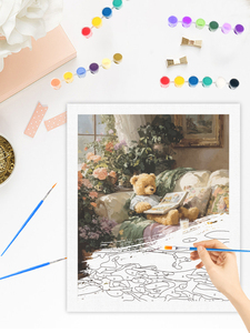 CHENISTORY <span class=keywords><strong>Peinture</strong></span> par numéros pour adultes, kit de démarrage, <span class=keywords><strong>tableau</strong></span> acrylique Ours sur canapé avec numéros, artisanat pour la décoration intérieure - Product Image 3