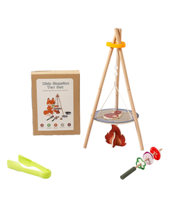 Brinquedos de Madeira Montessori para Crianças ao Ar Livre, Conjunto de Churrasco Infantil, Brinquedo de Faz de Conta, Brinquedo Interativo de Cenário Familiar para Idades de 2 a 4 Anos - Product Image 1